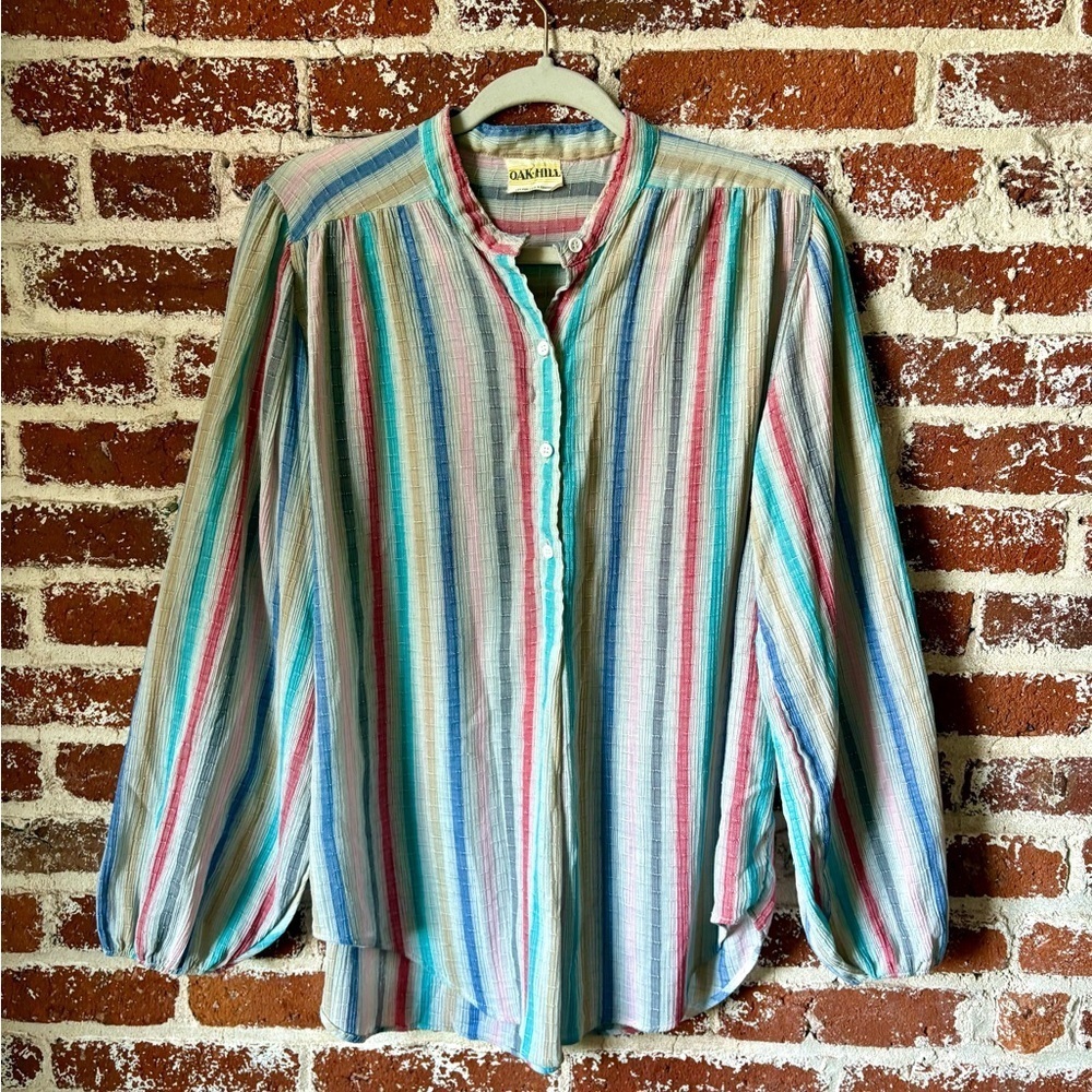 90s Oak Hill Lightweight Striped Blouse - Picture 5 of 7